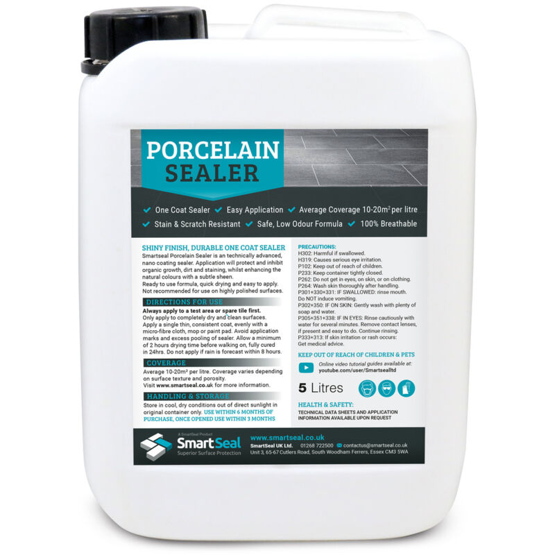 Smartseal - Porcelain Sealer - One-coat, easy application, stain & scratch resistant, 100% breathable - 5 Litre
