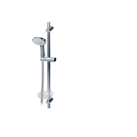 Porcher – Barre de douche 60 cm avec douchette 3 jets – Flexible anti-torsion 1,75 m – Picots en silicone pour entretien facile