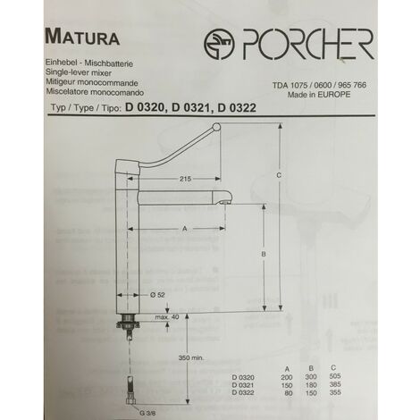 Porcher D0321AA - Mitigeur lavabo monotrou MATUra - chrome - chrome
