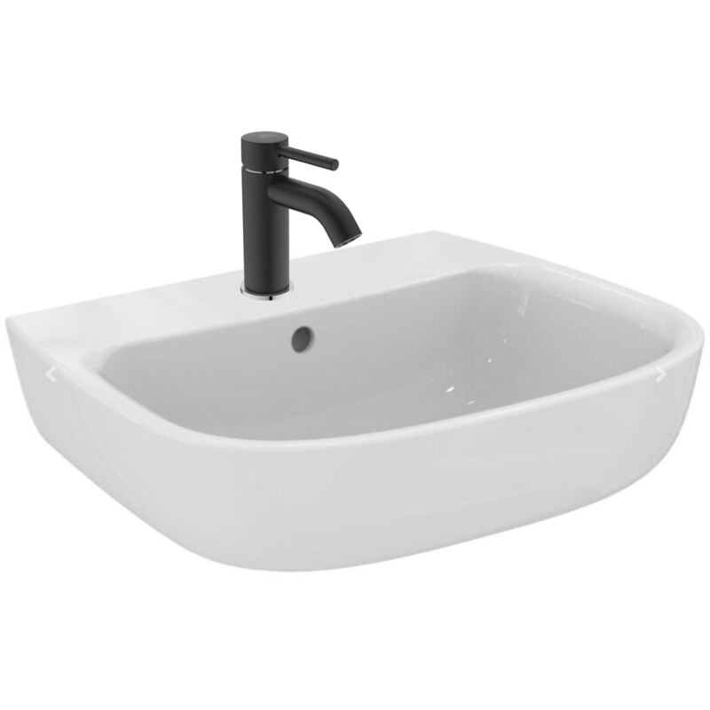 Porcher - Ensemble Lavabo suspendu monotrou en porcelaine vitrifiée Kheops + Mitigeur monocommande Ideal Standard kolva (P098401-SET2)