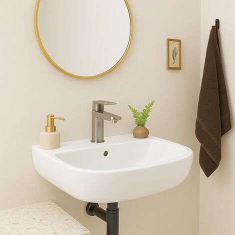 Porcher Kheops Lavabo monoforo in vitreous china, con troppopieno, 600 x 190 x 460 mm, bianco (P098401)