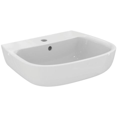 Porcher Kheops Lavabo monotrou en porcelaine vitrifiée, avec trop-plein,  600 x 190 x 460 mm, blanc (P098401)