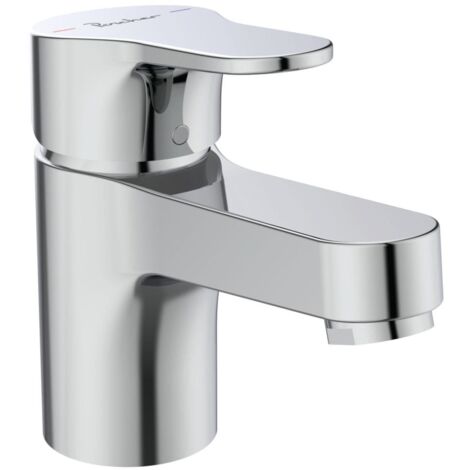 Porcher – Mitigeur de lavabo monotrou chromé – Bec fixe avec aérateur intégré – Système de fixation rapide EasyFix® – Limiteur de température