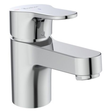Porcher – Mitigeur lavabo monotrou chromé – Bec fixe avec aérateur – Système de vidage PVC – Technologie Blue Start – Économie d'eau intégrée