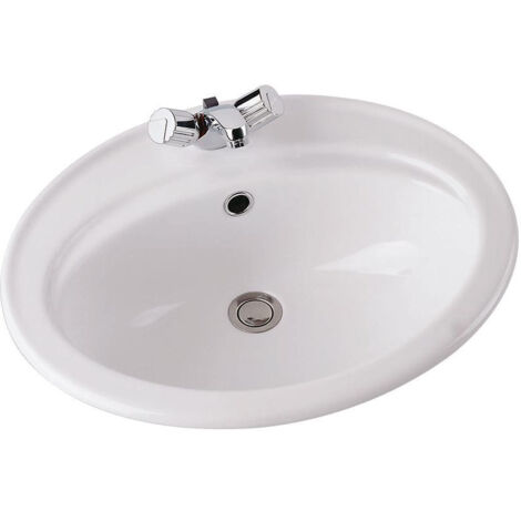 Porcher – Vasque à encastrer en céramique 56x46cm blanc – Trop-plein intégré – Pour salle de bain moderne – Design épuré