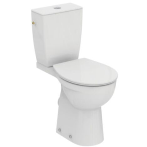 Porcher – WC à poser PMR avec bride sortie horizontale – Abattant thermodur et charnières inox – Longueur 84,5 cm, largeur 36,5 cm, hauteur 66 cm – Blanc - P014901