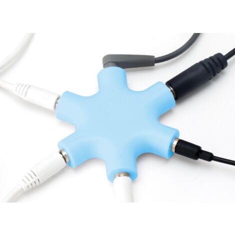 Port Audio Splitter - 3.5mm Aux Splitter Converter Star Share Headphone and Cable for Smartphone, Laptop, PC - Blue