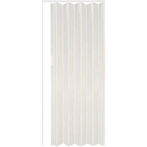 Porta a Soffietto da Interno 214x82 cm in PVC Chiusura Magnetica Bianco Venato