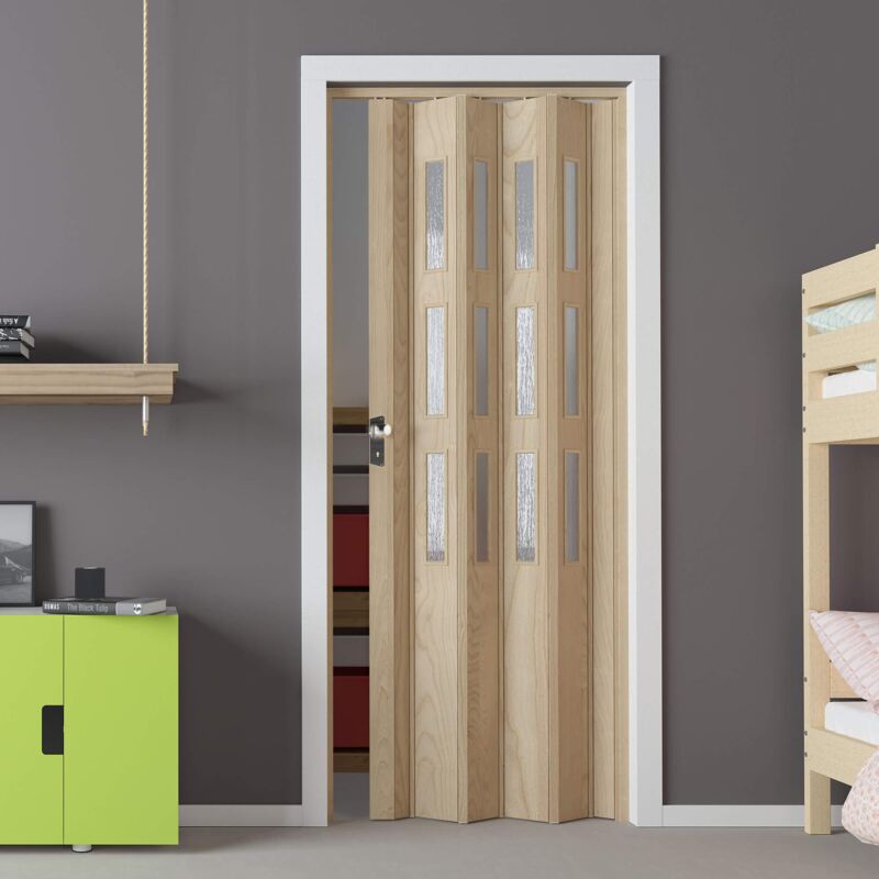 Saba Porta A Soffietto Da Interno 88,5x214 Cm In Pvc Con Vetro Sati...