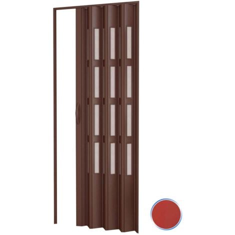 Porta a soffietto da interno in kit con vetri in PVC mod. Sonia Rosso 82x220 cm