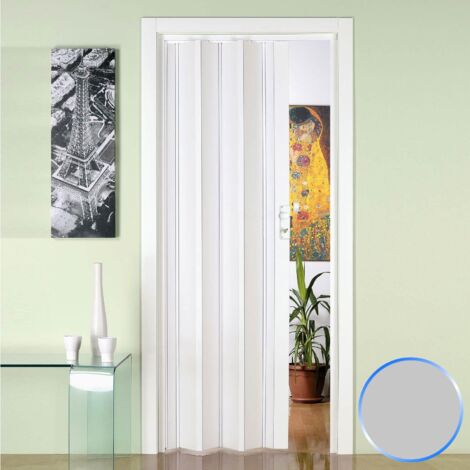 Porta a soffietto da interno in pvc 88,5x214 cm mod. Luciana colore grigio