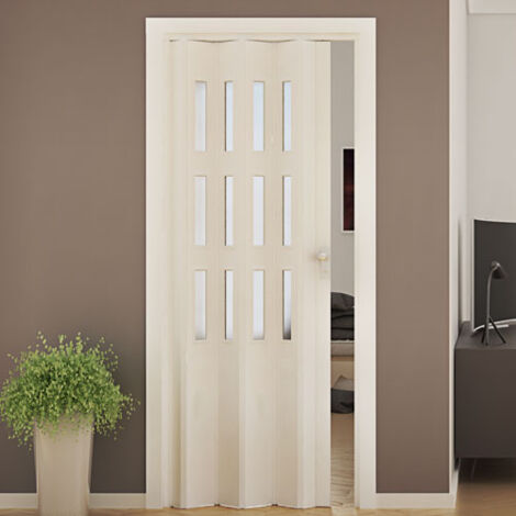 Forte – Porte a soffietto moderne 88,5x214 cm – Materiale plastico resistente agli urti – Sistema di apertura reversibile – Made in Italy