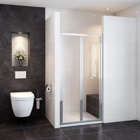 Porta a Soffietto Per Nicchia 76x185 cm in Vetro Temperato Trasparente da 5mm Ingresso Laterale Profilo Cromato