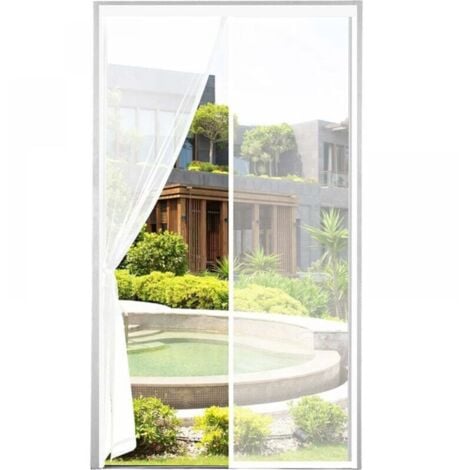 Porta a zanzariera magnetica SPESSA 120x220cm Maglia molto fitta Porta a zanzariera magnetica Tenda anti-mosche e insetti con nastro adesivo, Bastoncini magnetici, Chiusura automatica, Bianco  YMYNY