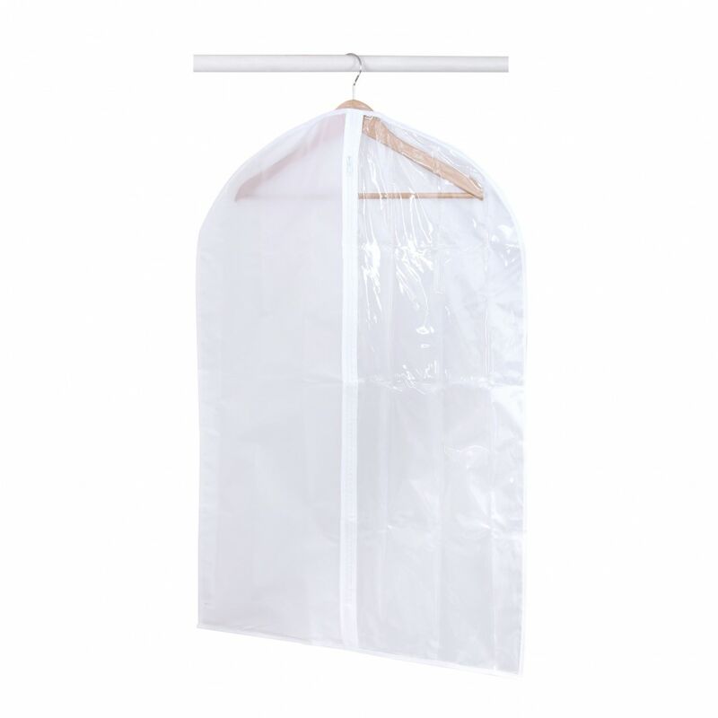 Image of Centrale Brico - Borsa porta abiti corta in plastica bianca, H.90 x L.60 x P.60 cm