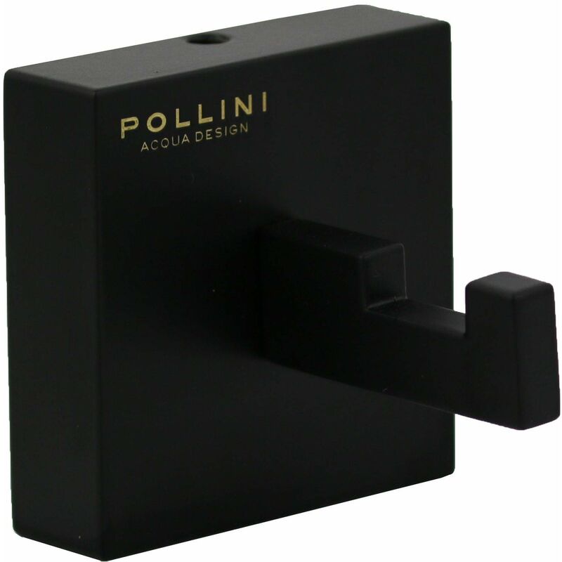 Pollini Acqua Design - Porta accappatoio in ottone con installazione a parete Cube P1007 Nero opaco