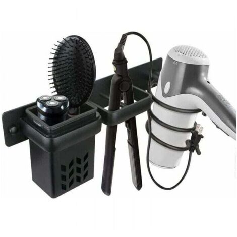 Porta asciugacapelli da bagno, set di accessori per piastra per capelli, porta asciugacapelli professionale da parete in alluminio, mensola con fori