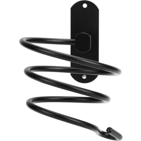 Porta asciugacapelli da parete, ventilatore da bagno, appendiabiti, organizer per rack, punzonatura gratuita, nero