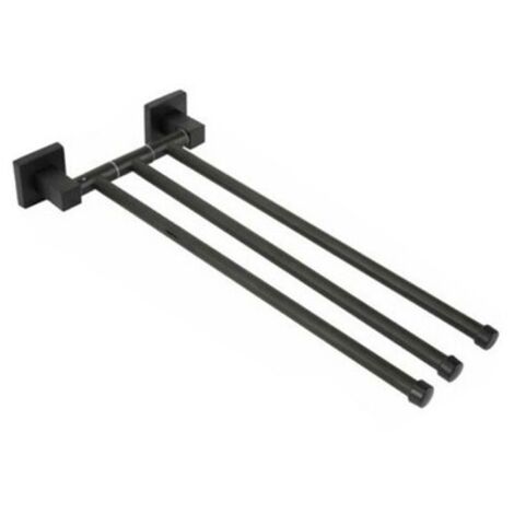 PORTA ASCIUGAMANI 3 ASTE SUPPORTO PER BAGNO DA MURO ASTA CASA NERO 02118