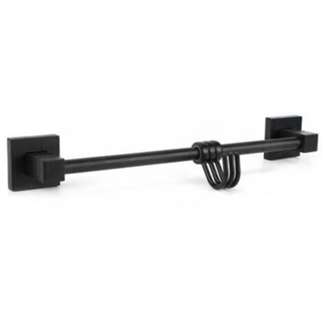 PORTA ASCIUGAMANI 3 GANCI SUPPORTO ARREDO BAGNO CASA CUCINA NERO 02113