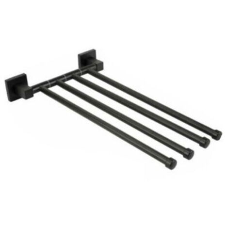 PORTA ASCIUGAMANI 4 ASTE SUPPORTO PER BAGNO DA MURO ASTA CASA NERO 02119