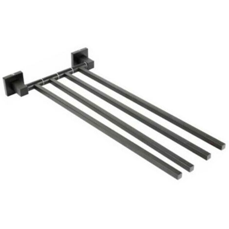PORTA ASCIUGAMANI 4 ASTE SUPPORTO PER BAGNO DA MURO ASTA CASA NERO 02123