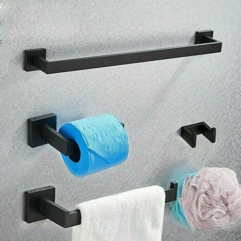 Joeesun Set accessori bagno 60 cm Porta asciugamani neri Set porta asciugamani  bagno in acciaio inox Supporto da parete Appendino da bagno-_silver_polished  : : Fai da te