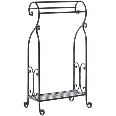 Porta asciugamani da bagno a 3 binari stile vintage nero Linares
