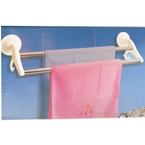 Porta asciugamani bagno,Portasciugamani senza foratura, montaggio a parete,  alluminio, con 2 ganci, appendi asciugamani bagno adesivo,nero 40 cm (3  livelli) : : Fai da te