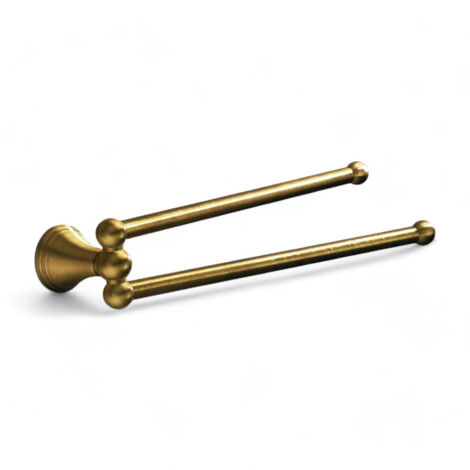 Porta asciugamani doppio a snodo in ottone bronzato per bagno da applicare a muro Linea Bronze