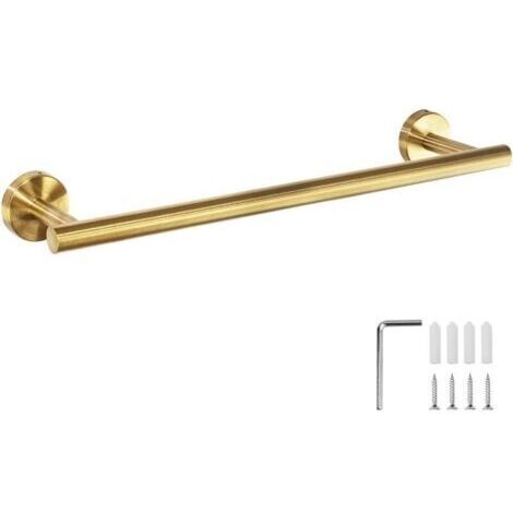 Porta asciugamano montata sulla parete con viti, lunghezza 40 cm, in acciaio inox SUS 304, inossidabile, accessori per il bagno, finitura spazzolata dorata.