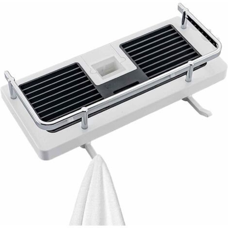 Porta asta doccia ALOVEZ – mensola per asta scorrevole doccia senza forare Accessori per il bagno, design del pavimento cavo, mensola con barra scorrevole