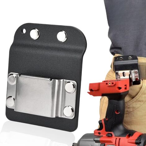 Porta attrezzi da cintura, pratico supporto per trapano e utensili, con clip e vano portaoggetti per officina e garage.