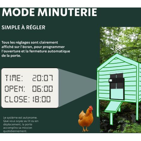 Porta automatica per pollaio a batteria – Apertura/chiusura programmabile – Porta automatica robusta per pollaio, facile installazione