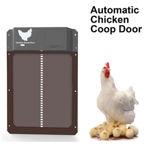 Porta automatica per pollaio (rossa), a batteria, con sensore di luce, programmabile con timer, porta automatica in alluminio per pollaio, sportello per pollaio, timer manuale