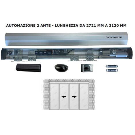 Porta Automatica Scorrevole 2 Ante Fino A 312 Cm Ingresso Automatico 24v