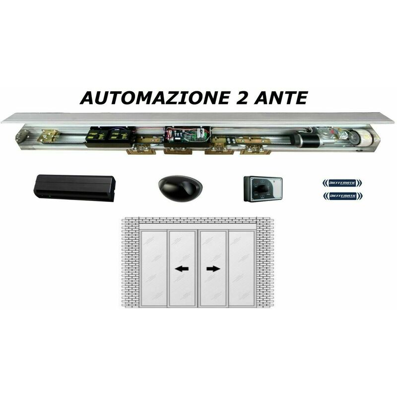 Image of Dieffematic - Porta Automatica Scorrevole 2 Ante Ingresso Automatico Varchi Controllo Accessi