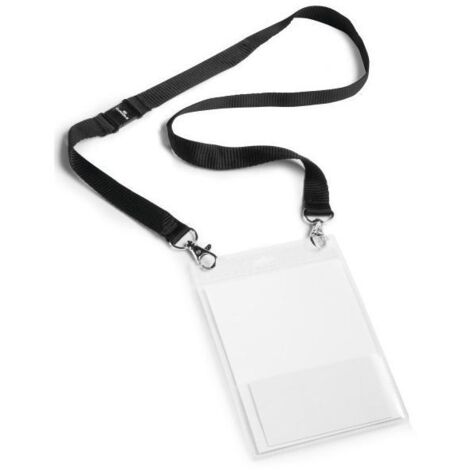 Porta Badge Resistente con Cordino di Sicurezza e Gancio di Rilascio, Set da 10, Modello A6 Nero