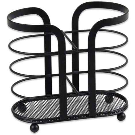 PORTA BICCHIERI DOPPIO IN METALLO NERO 16 X 8 X H15 CM