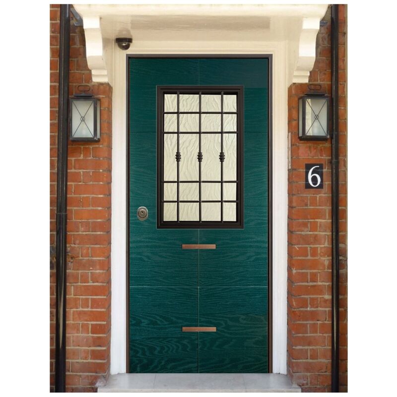 Porta Blindata Con Vetro Pannello Per Esterno Verde Portoncino Di I...