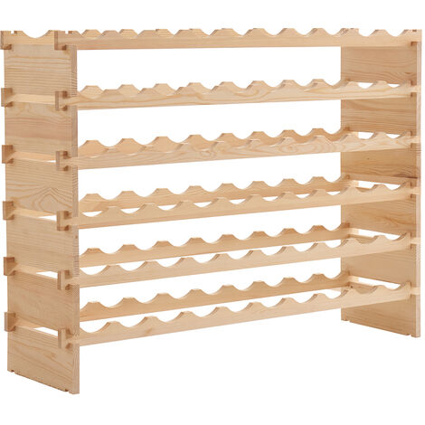Porta bottiglie di Vino in Legno,Haloyo®,Cantinetta Scaffale Porta Bottiglie,6 Ripiani,60 Bottiglie,110 x 30 x 80.5cm,Colore naturale