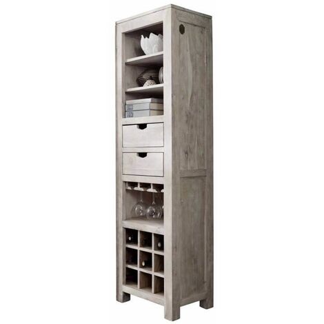 porta bottiglie in legno di Acacia 50x36x180 pietra bianca sbiancato NATURE WHITE 51 - beige