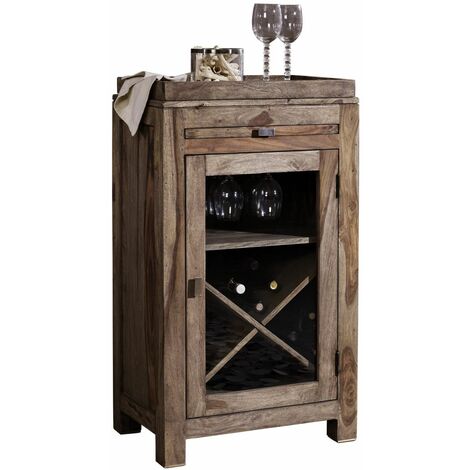 porta bottiglie in legno di Sheesham / palissandro 60x40x104 grigio scuro oliato NATURE GREY 94 - grigio
