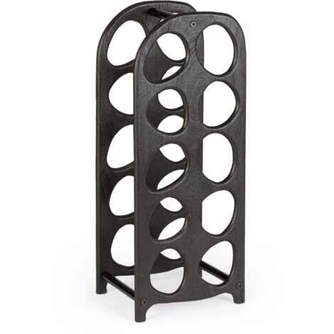 Porta Bottiglie in Legno Nero Moderno da Interno - PAULINA - Colore: Nero