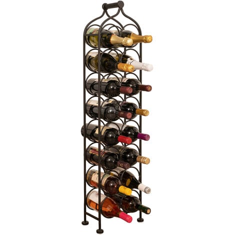 Porta bottiglie vino in ferro battuto cantinetta porta spumante 105x25 cm espositore porta vino da terra 16 bottiglie Enoteca
