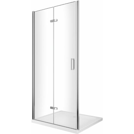 Porta box doccia con apertura a libro pieghevole a soffietto per installazione in nicchia H 190 cromo trasparente anticalcare misura 78-81,5