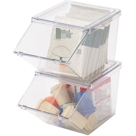 Porta bustine di tè impilabile, ripiano trasparente per conservare caffè e tè, ideale per piani di lavoro, armadi e dispense. Set da 2 pezzi.