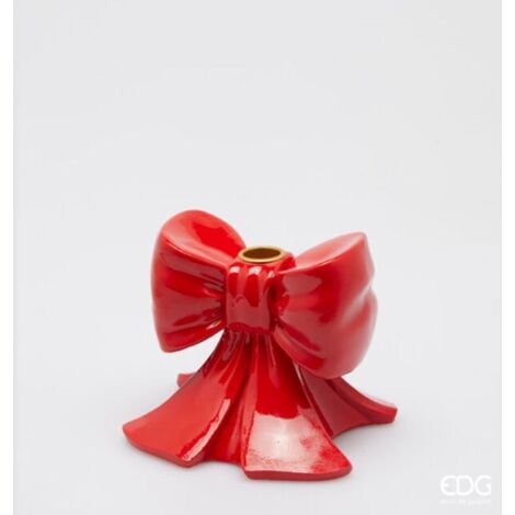PORTA CANDELA A FORMA DI FIOCCO, 11X13X13CM, COLORE ROSSO, NATALE, DECORAZIONI DI NATALE
