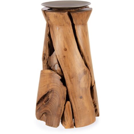 Porta candela Arwood naturale h 32  fatto con radici di legno teak reciclato -Ø 21 x h 37 cm