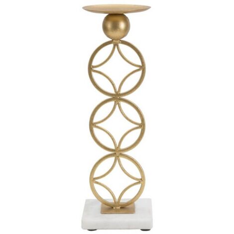 Porta candela decorativo struttura in metallo color oro e marmo per interni -Stelle